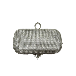 Mini fringed and diamond-encrusted dinner bag