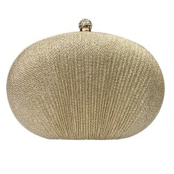 Golden Pleated sequin clutch bag