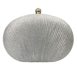 Silver Pleated sequin clutch bag